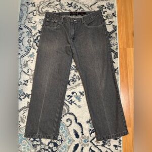 Rock N Run Slim Straight Mens Denim 40x32 Measures 37x27 Faded Black Embroidered
